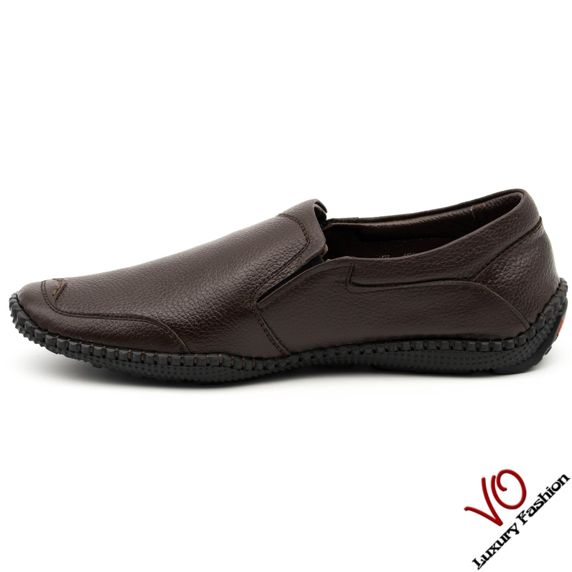 Giày mọi da bò thật màu đen và nâu đỏ KK459