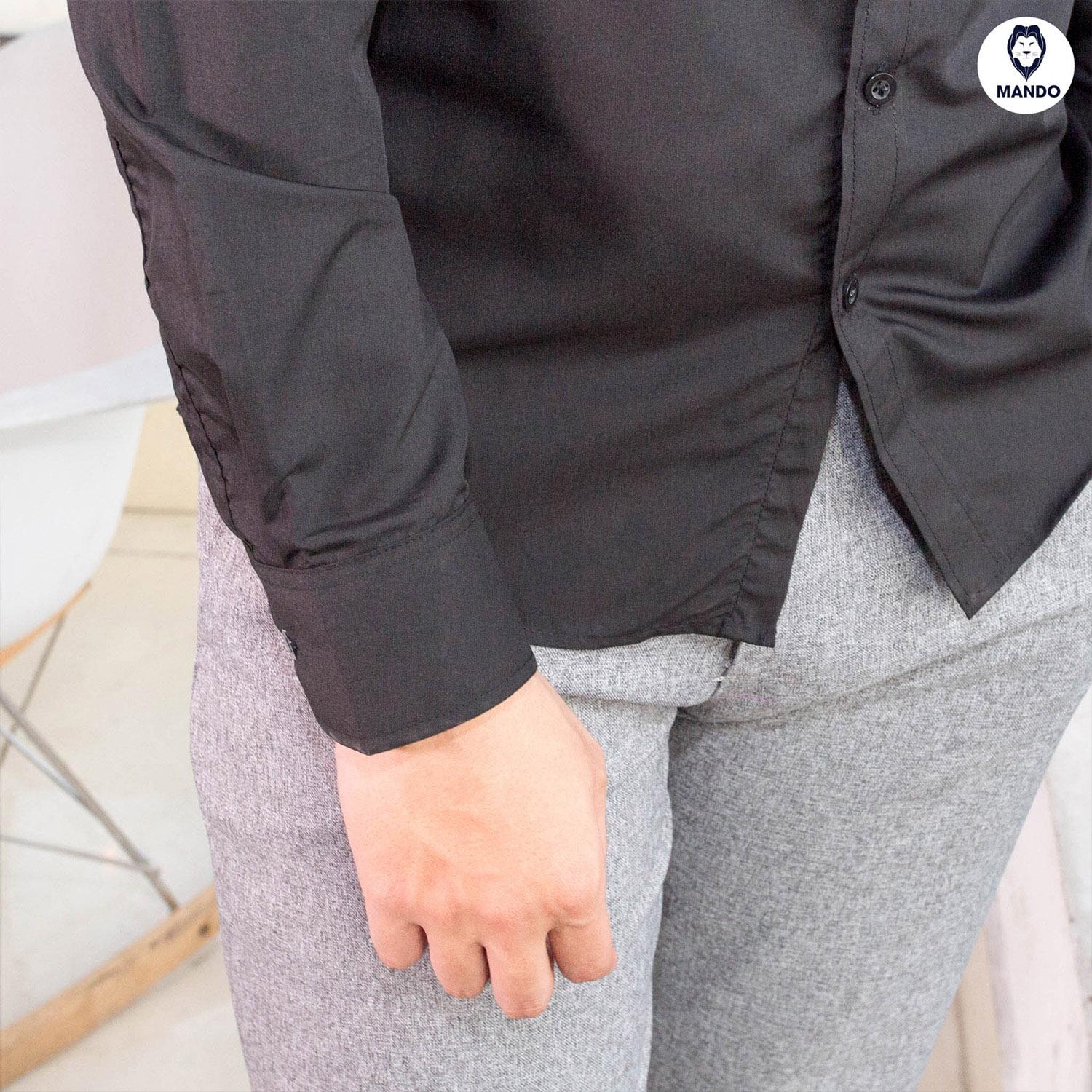 Áo sơ mi nam trơn body - ANT01 Đen