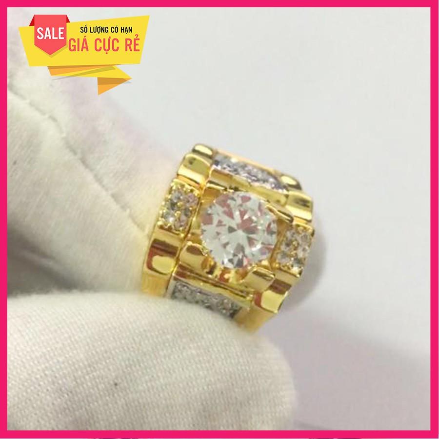 Nhẫn bạc Thái mạ vàng 24k đính đá
