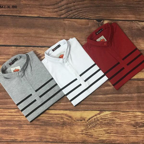 ÁO THUN NAM CÁ SẤU BOSS SỌC NGANG (nhiều màu)