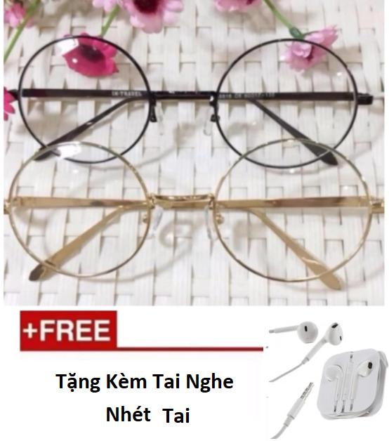 [HCM]Mắt kính ngố giả cận Nobita tròn (Vàng) + Tặng kèm tai nghe nhét tai