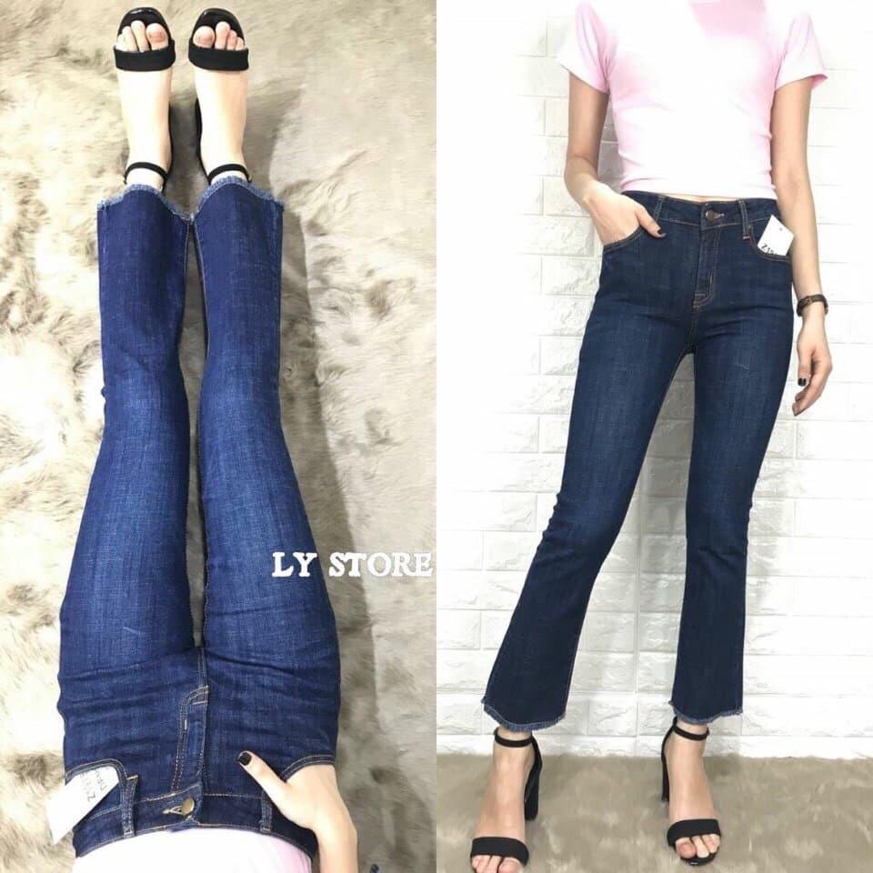 quần jean nữ ống loe XANH ĐẬM  chất giãn siêu đẹp 11
