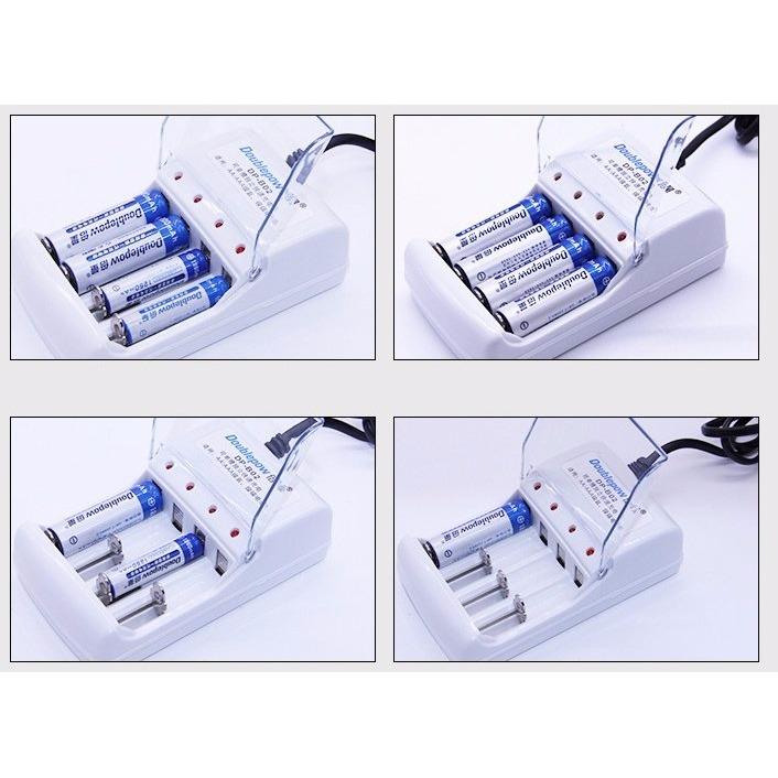 Combo sạc Doublepow DP-B02 và 4 pin tiểu sạc Doublepow AA 1200mAh
