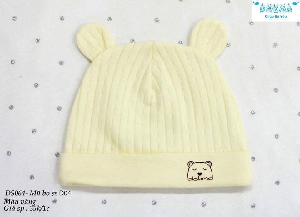 Dokma - Mũ sơ sinh bo cotton nỉ (0-6t)