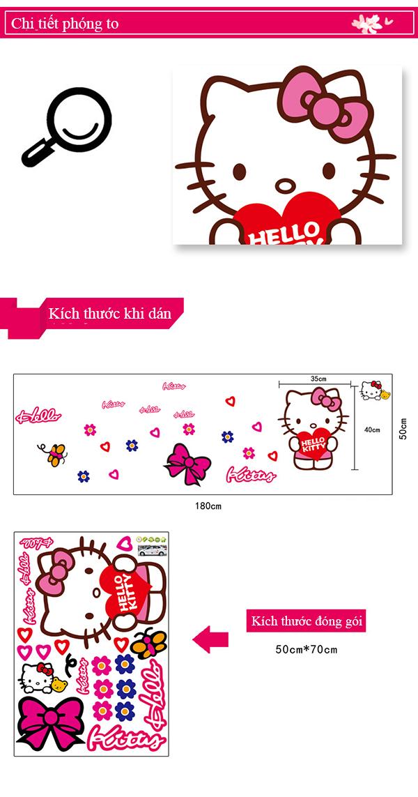 [HCM]Decal dán tường kitty và dây leo hồng