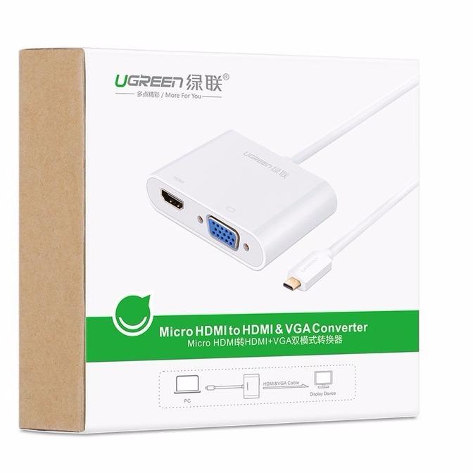 Cáp Micro HDMI to VGA + HDMI chính hãng Ugreen 30354