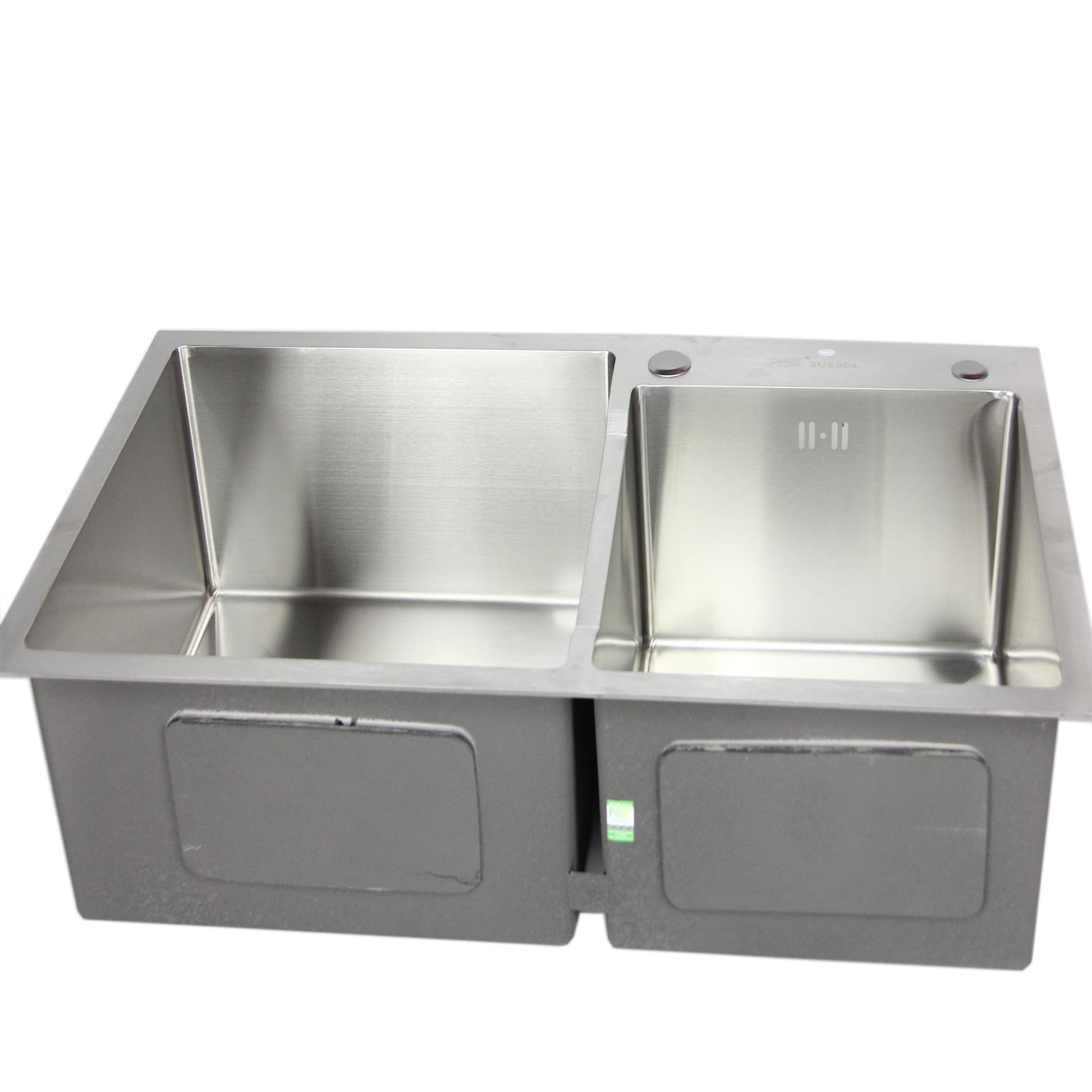 Chậu rửa bát hai hố lệch P7843 inox sus 304 PIENO bảo hành 5 năm