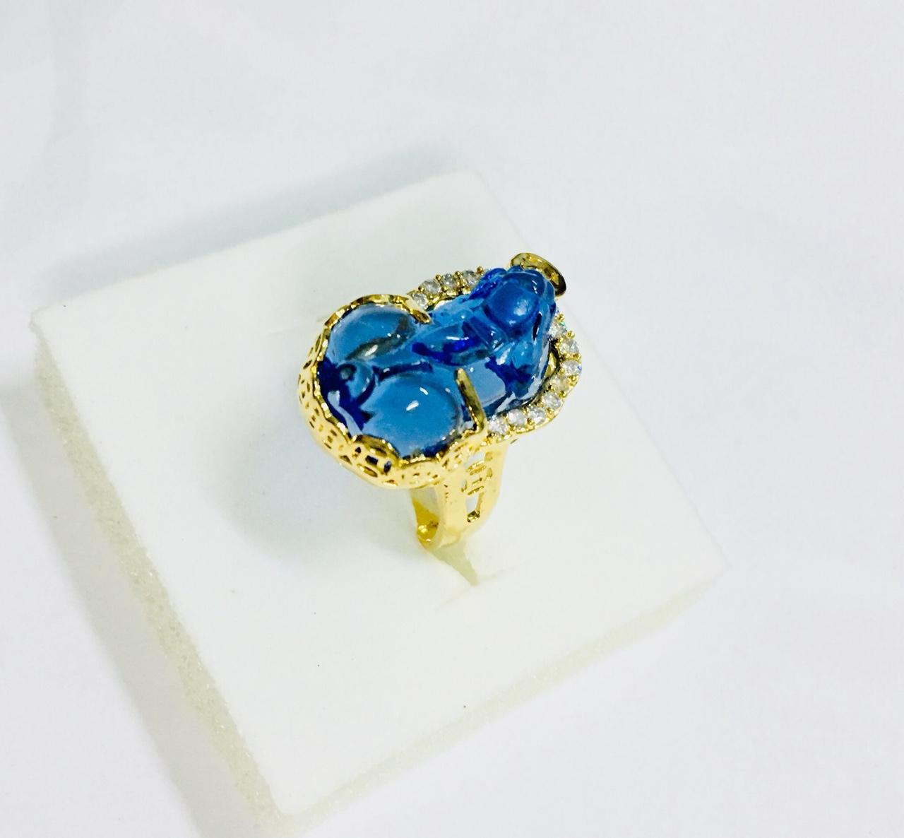 Nhẫn nữ mặt tỳ hưu may mắn NTH08 (xanh ngọc bích/xanh lá/trắng trong/đen/xanh dương/đỏ/vàng trong)