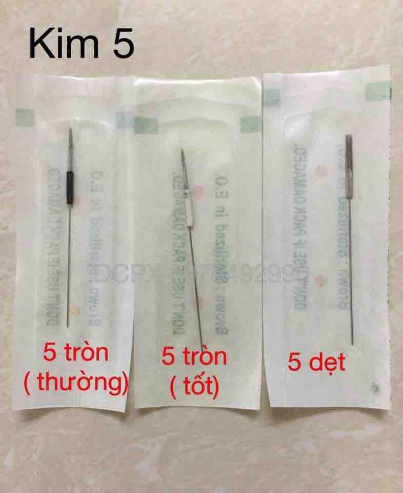 Kim 5 dẹt 0.35  - kim phun xăm thẩm mỹ (gói 100 kim) ( Dụng cụ phun xăm thẩm mỹ )