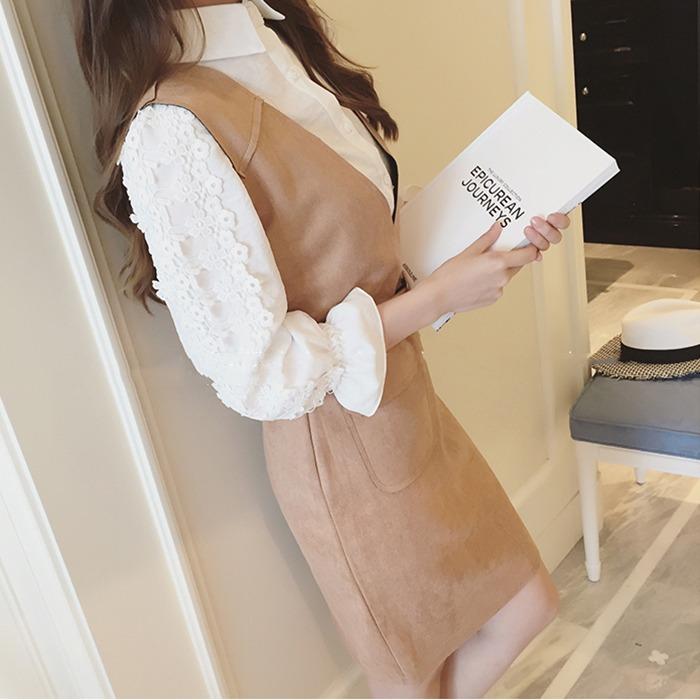 Áo sơ mi nữ bo tay viền ren hoa (Trắng)