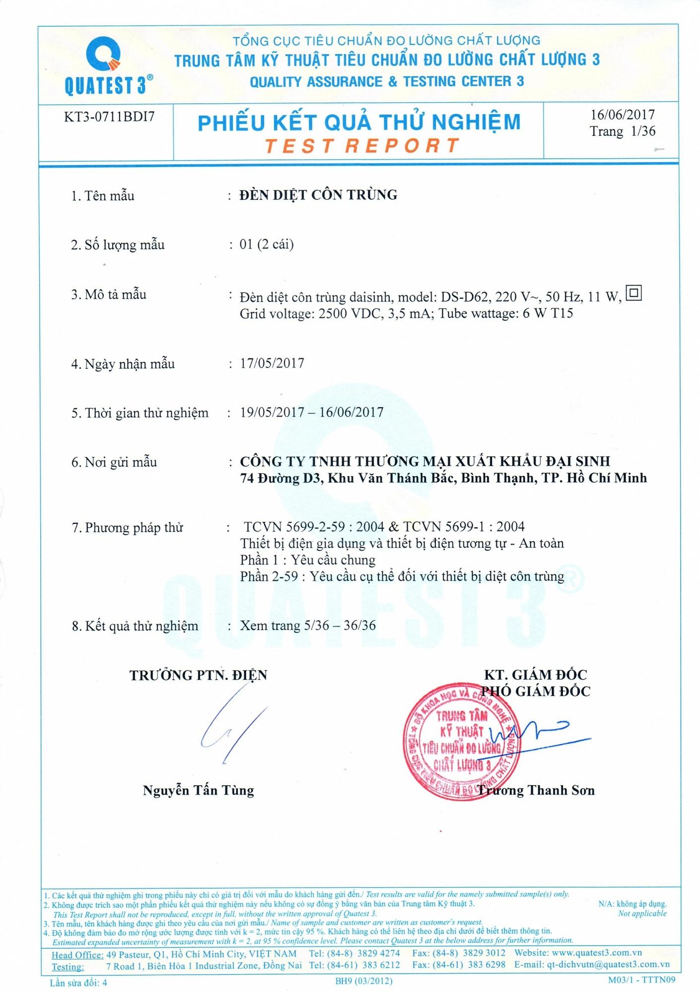 [HCM]Đèn Bắt muỗi Và Diệt Côn Trùng Đại Sinh DS-D62 (xanh)