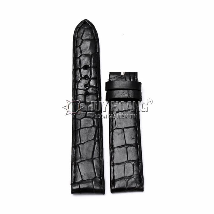 HL8201-20 - Dây đồng hồ da cá sấu size 20 màu đen