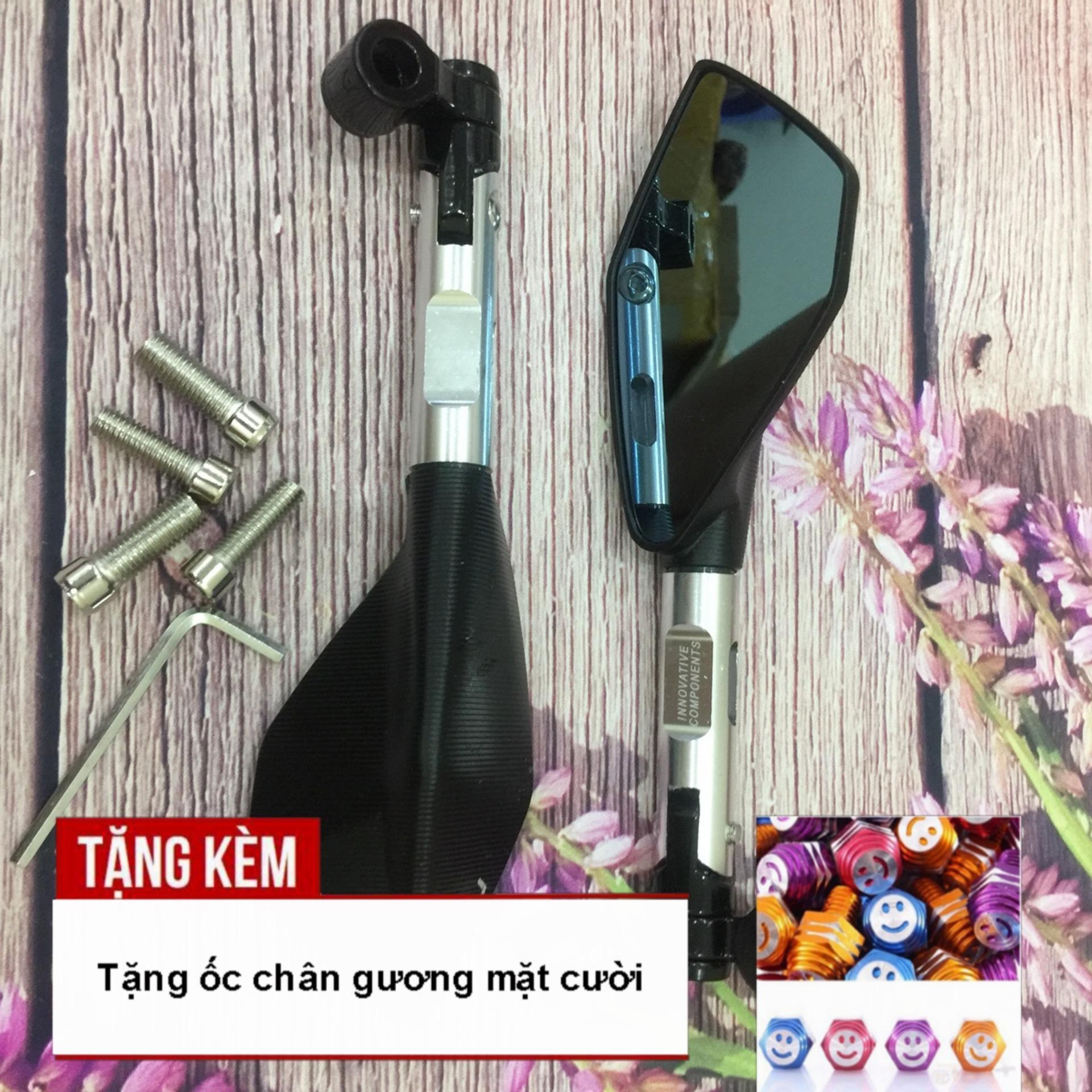 [TẶNG ĐÔI ỐC CHÂN GƯƠNG] Trọn bộ gương 5 cạnh RIZOMA độ xe máy siêu chất A66-3 (màu bạc)