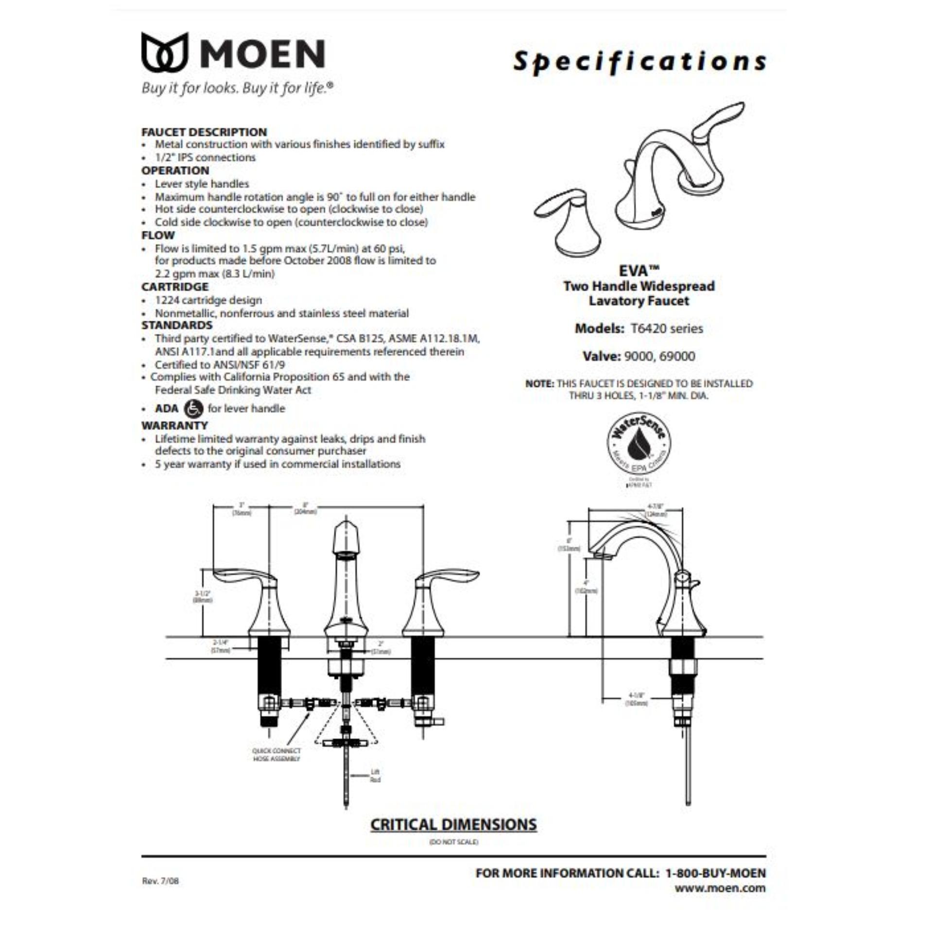 Bộ vòi lavabo MOEN - EVA Model: T6420