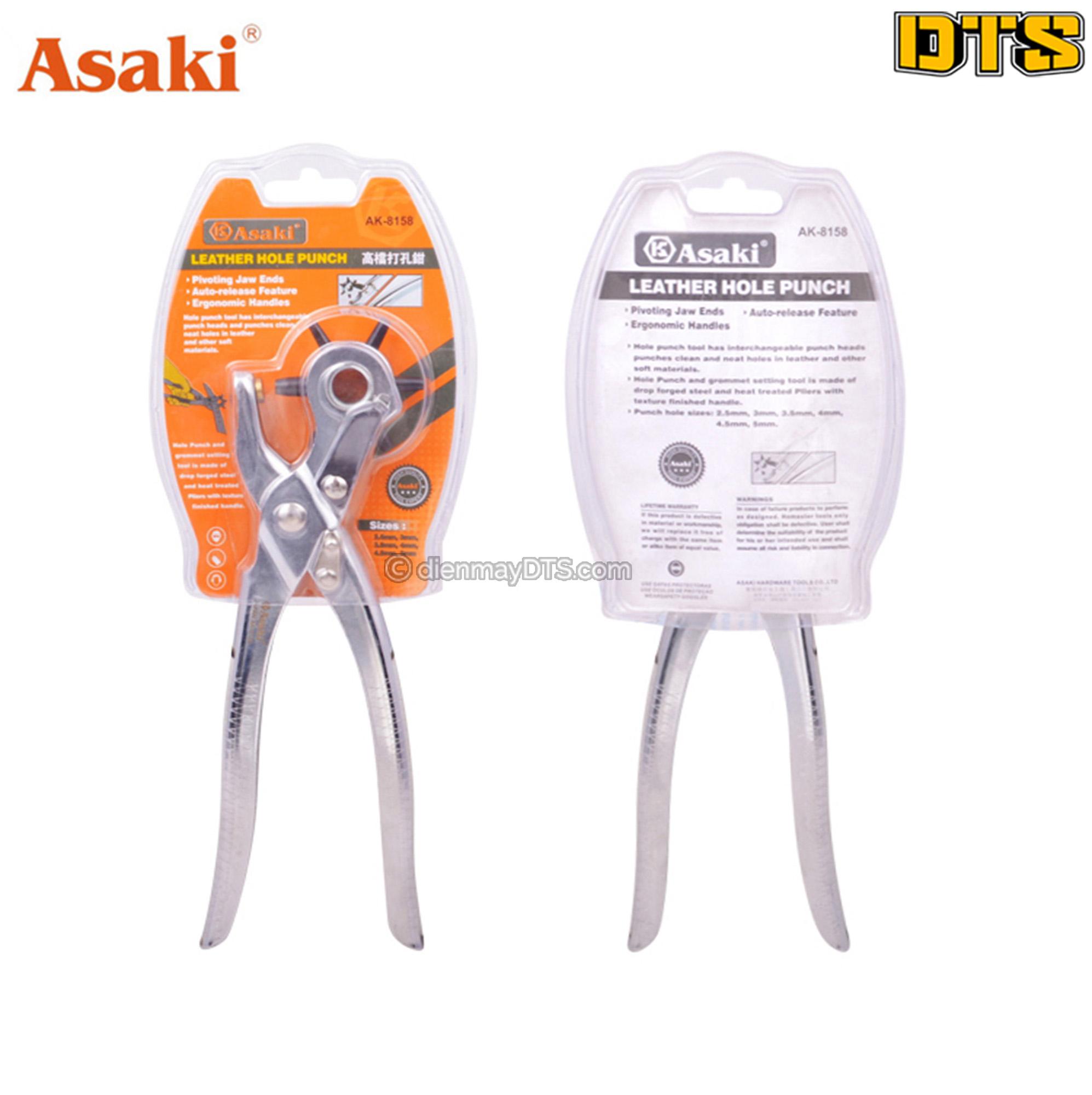 Kìm bấm lỗ thắt lưng, dây nịt, đa năng Asaki AK-8158