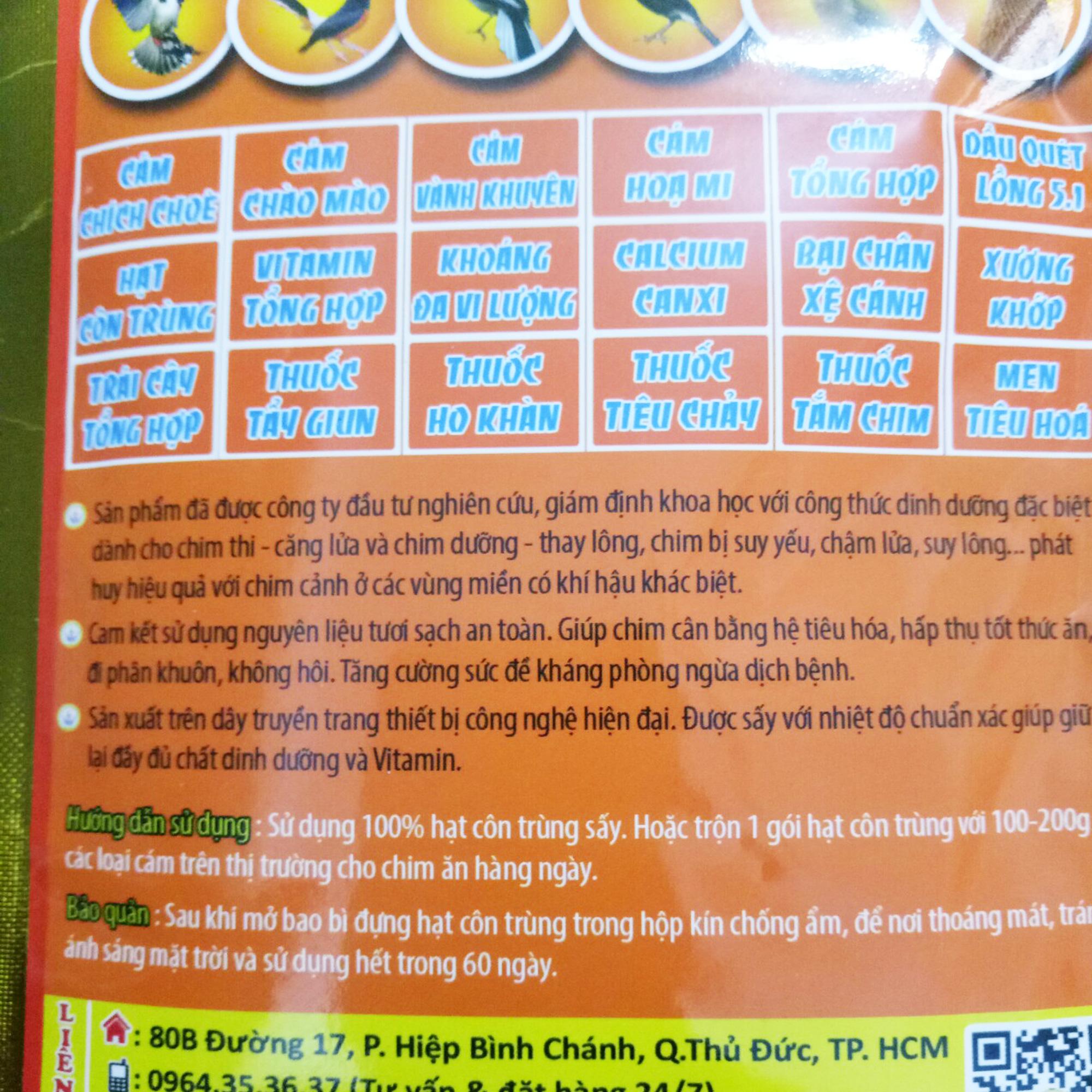 Cám Phú Vinh Hạt Côn Trùng 100g - Thức Ăn Chim Cao Cấp