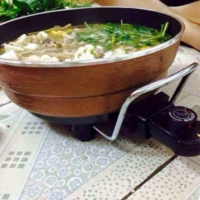 Chảo Lẩu Điện Đa Năng Tặng Kèm Vỉ Hấp
