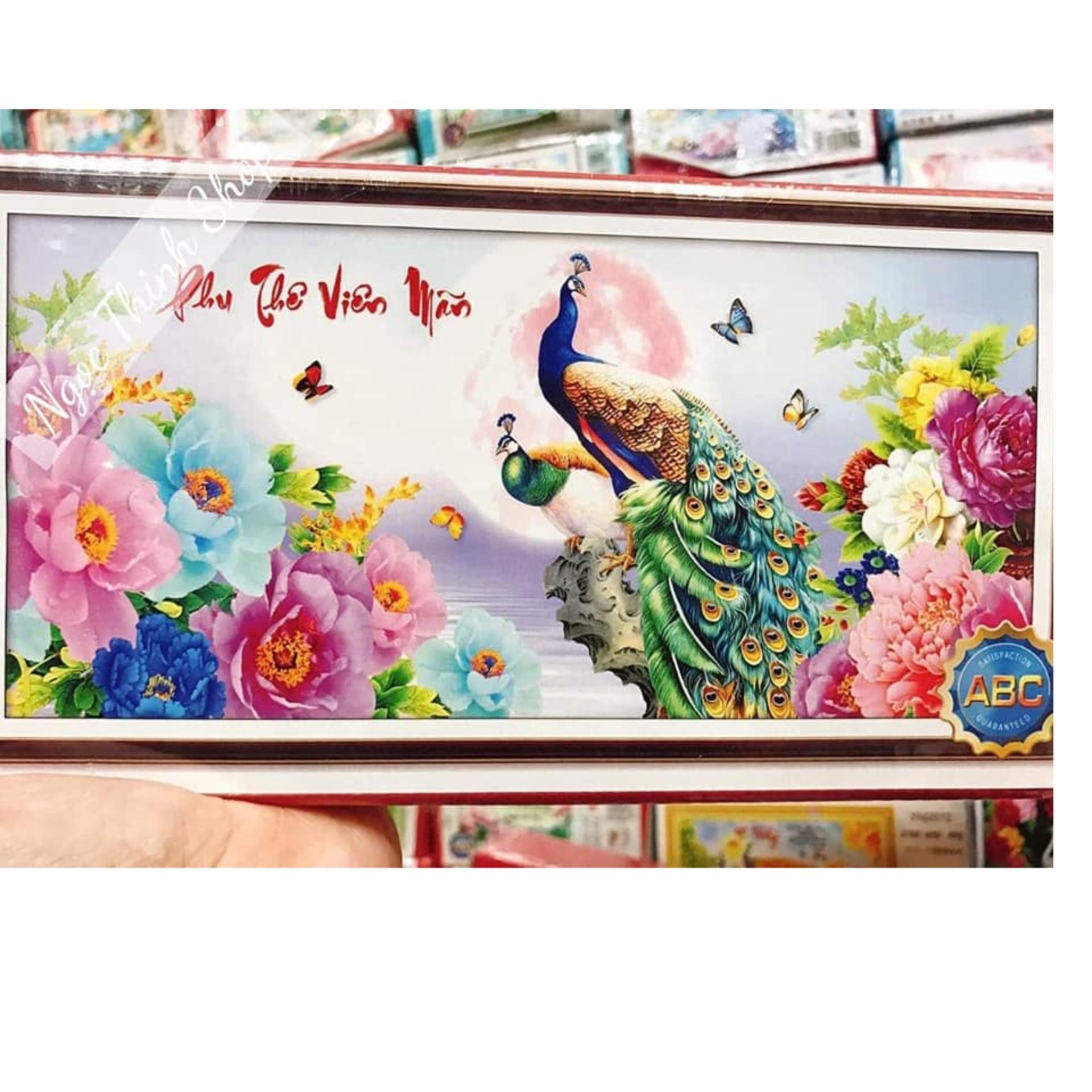 Tranh đính đá đôi công phu thê viên mãn -Y8166-120x60cm