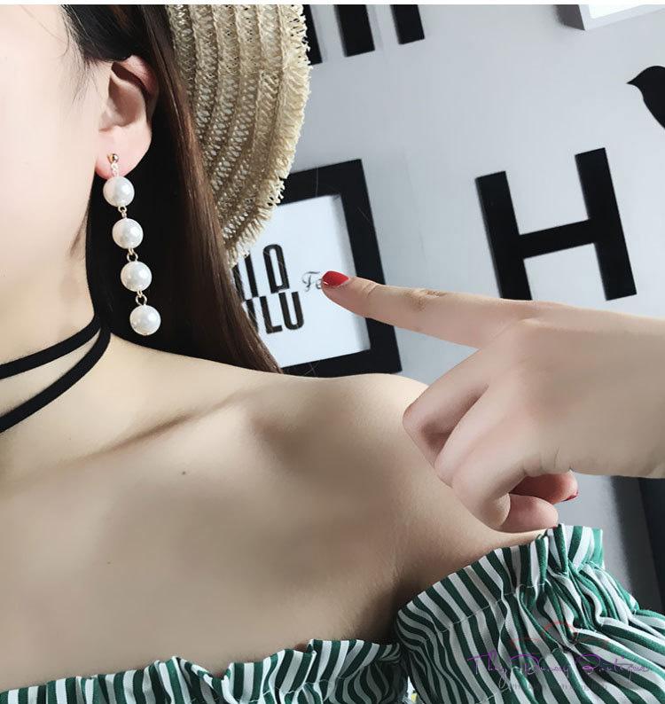 Bông Tai Lụa Bạc 4 Viên Ngọc Trai Tòn Ten BD055