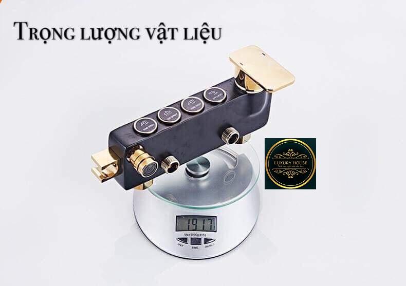 Vòi Sen Tắm Đứng Nóng Lạnh loại vuông kèm hoa văn sang trọng Có 4 Nút Chế Độ Model S-Class Cao Cấp - (Hàng loại A có hoa văn)