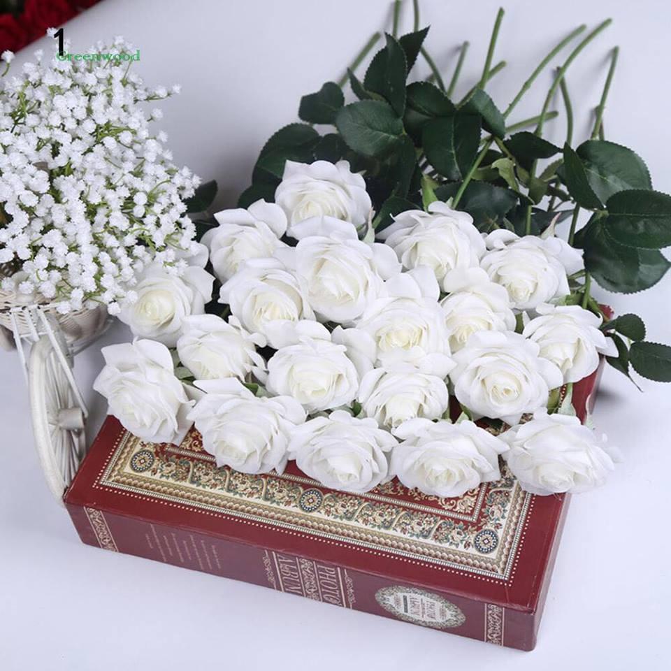Combo 5 cành hoa hồng nhung lụa đẹp - hoa giả - hoa lụa cao cấp