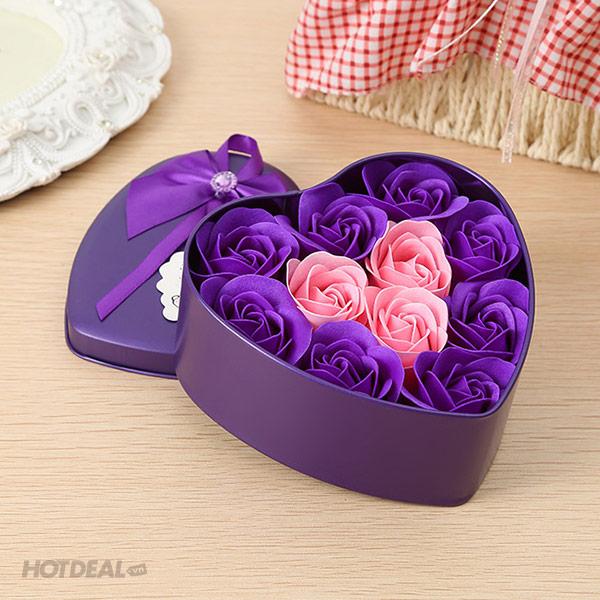 Hộp Quà Trái Tim Hoa hồng sáp