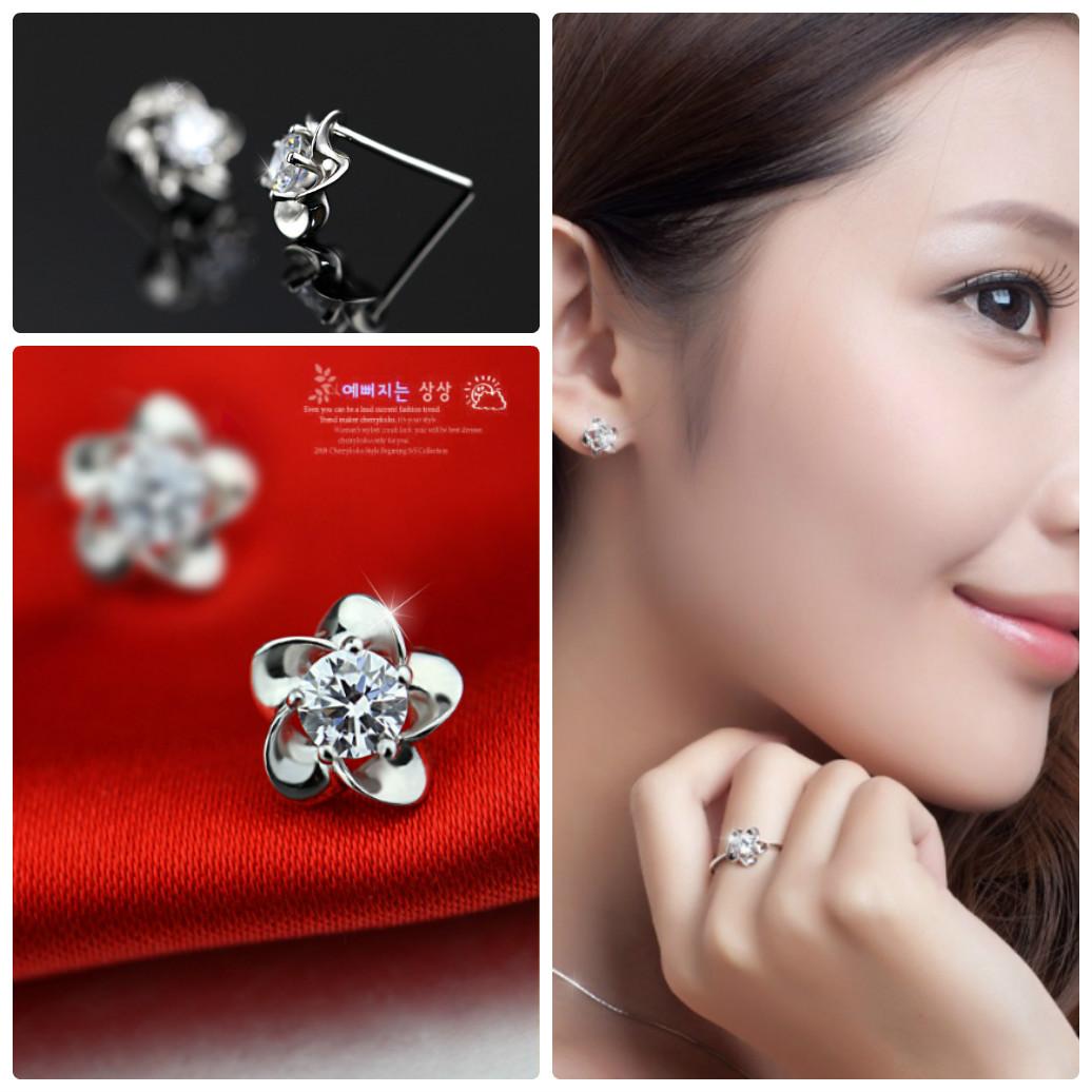 Bông Tai Bạc Hoa Sứ Dịu Dàng Đằm Thắm BTHS925
