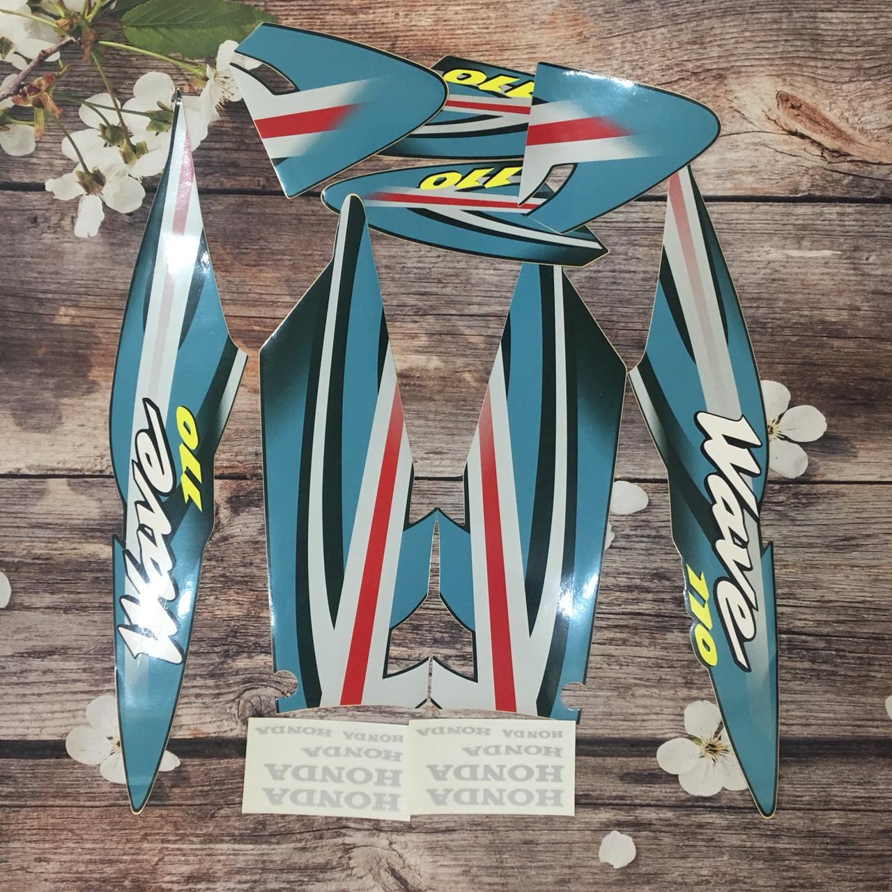 Bộ tem   xe Wave 110  XANH