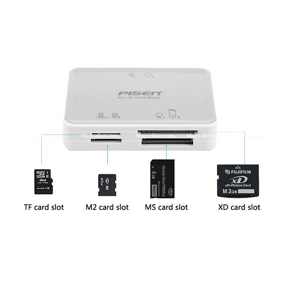 Đầu đọc thẻ nhớ Pisen All in One USB 2.0 (Trắng)