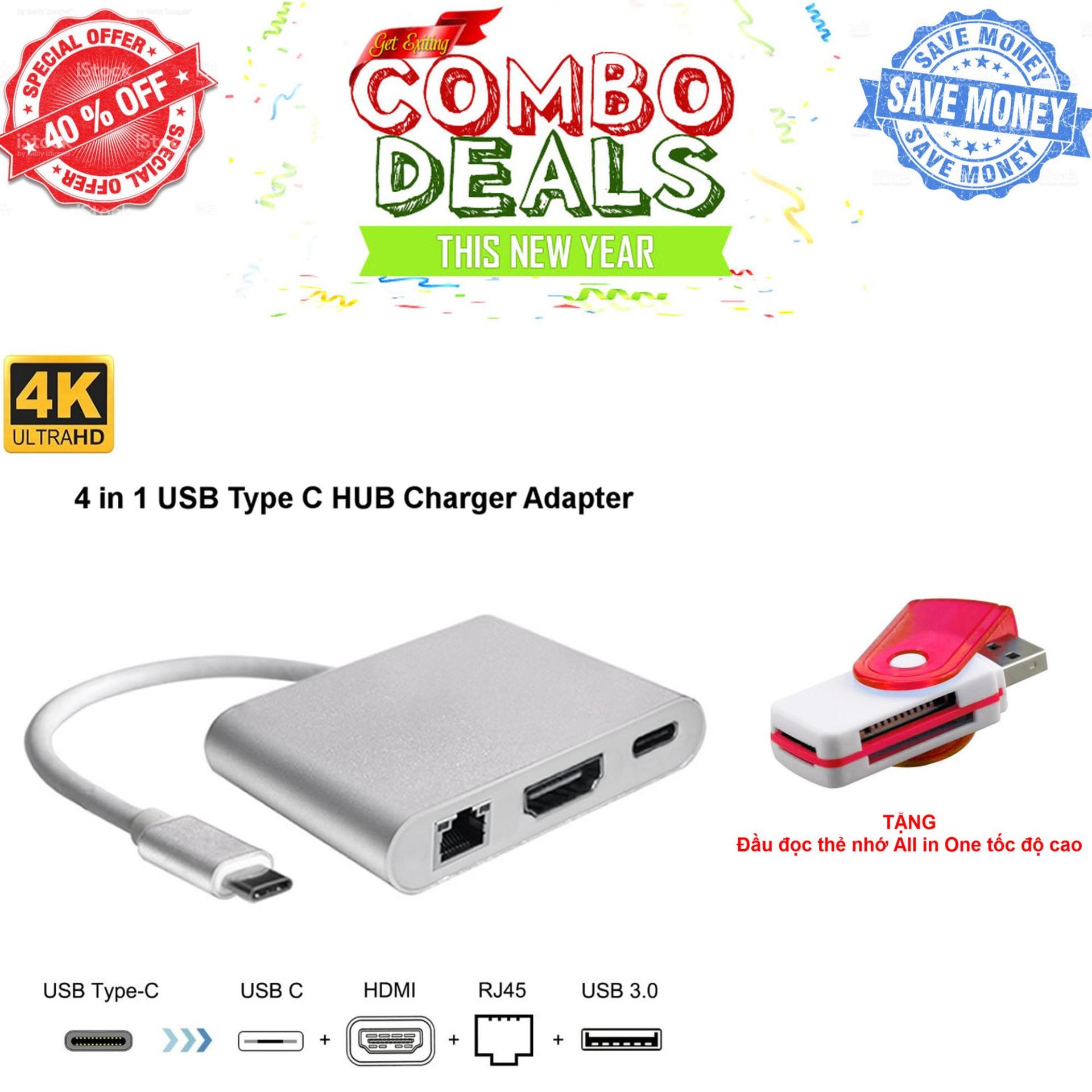 Usb 3.1 type-c to hdmi 4k, usb 3.0, rj45 ethernet port, type-c adapter charger