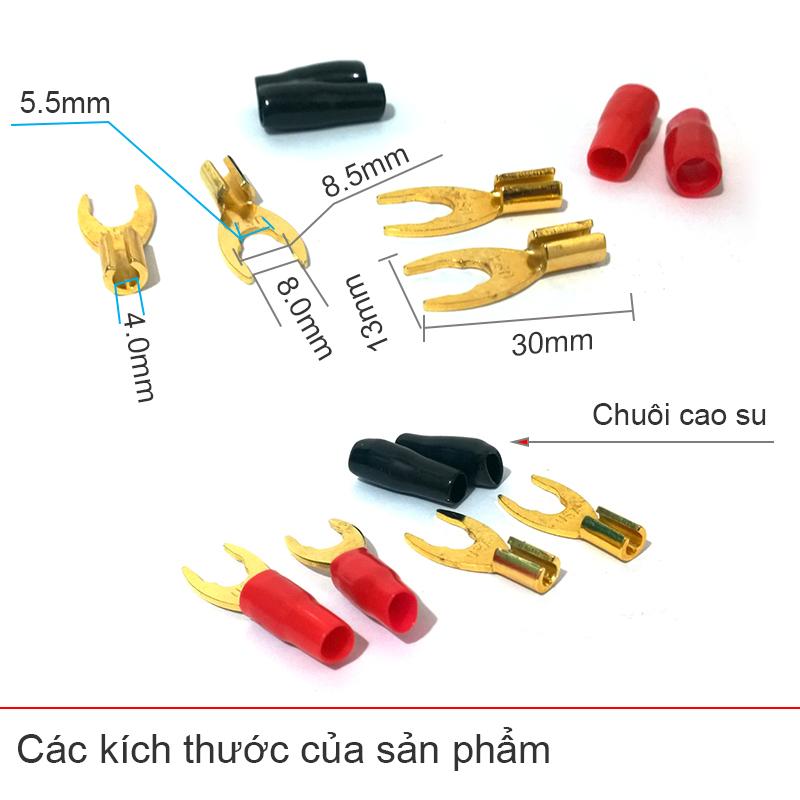 4 chiếc đầu bấm rắc càng cua audio cho Loa Amply cỡ vừa chuôi cao su