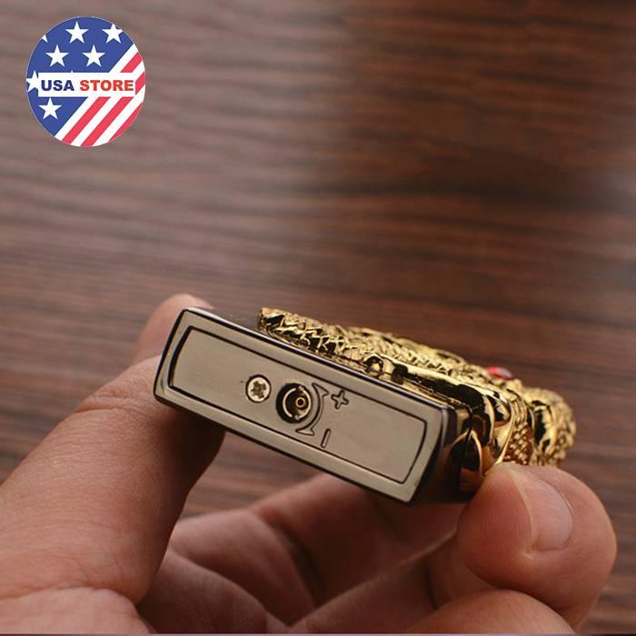Bật Lửa Rồng Mắt Ngọc Đỏ Cao Cấp FXE1049