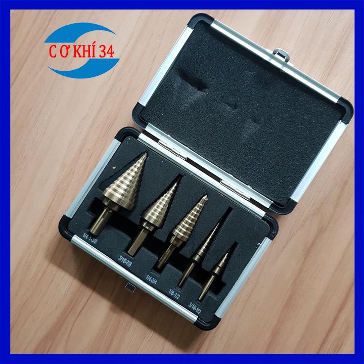Bộ 5 mũi khoan bước tháp HSS 4 - 35mm khoan kim loại,thép,sắt,nhôm,gỗ