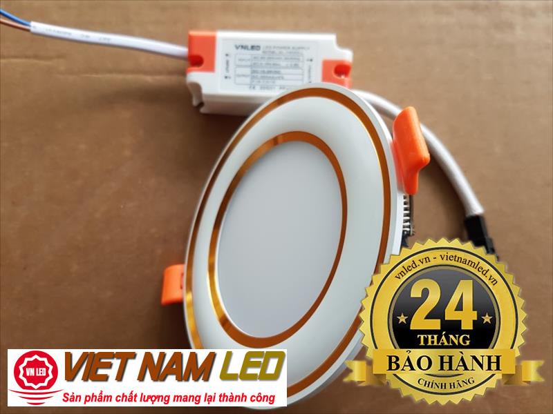 Đèn Led âm trần 7W viền vàng cong, đổi 3 màu