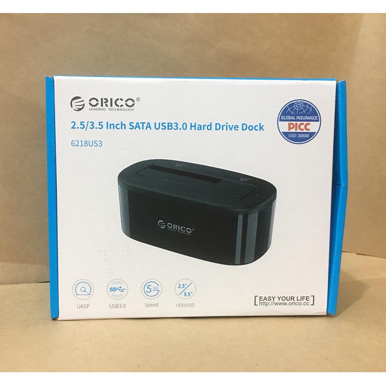 Khay đựng ổ cứng Docking ORICO USB3.0/3.5 /2.5  - 6218US3 (1 khe hình bầu dục màu đen)