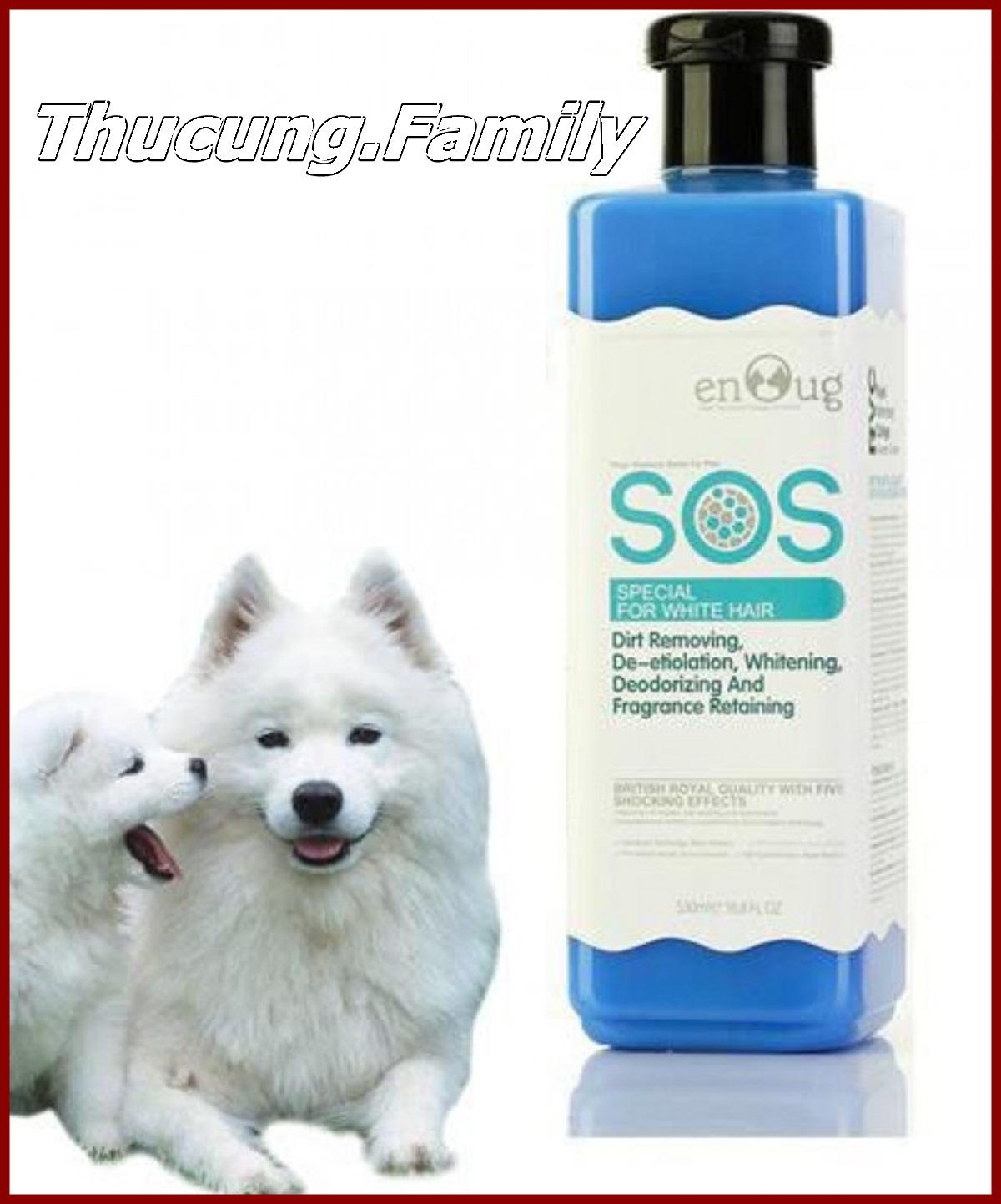 Sữa tắm SOS cao cấp cho Chó có bộ lông trắng 530ml. Loại đục và gel trong như nhau.
