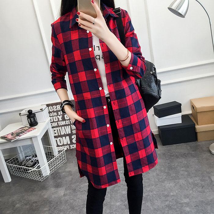 [HCM]Áo sơmi caro form dài nữ sakura