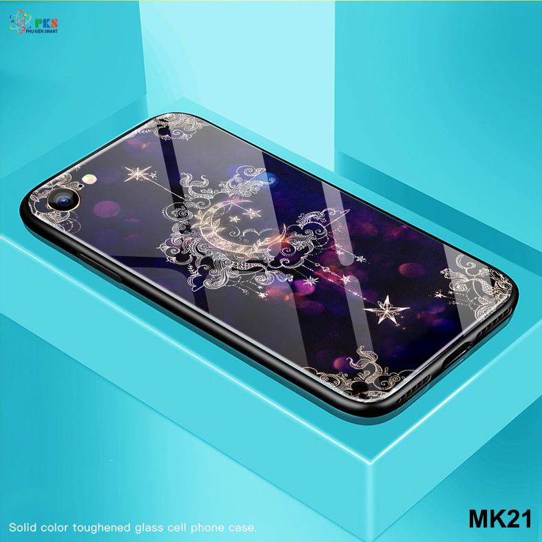 Ốp lưng Iphone 7 in 3D hình hoa văn mặt kính cường lực