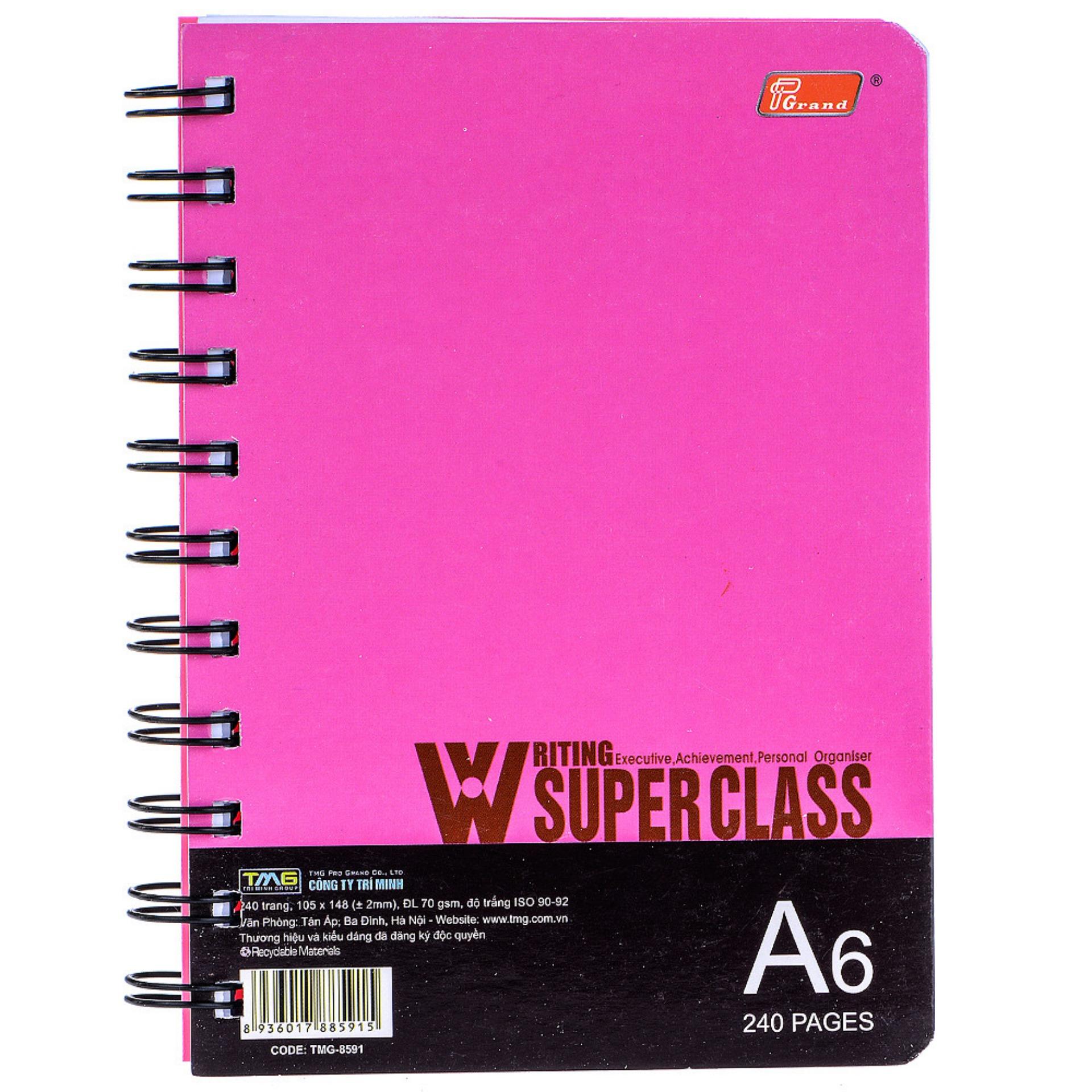 [HCM]BỘ 2 CUỐN SỔ LÒ XO BÌA NHỰA MẶT SAU A6 8591 (240 TRANG 10.5 x 14.8 CM)