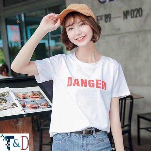 [HCM]Áo thun nữ in hình DANGER form rộng hàn quốc thiết kế trẻ trung vải dày mịn