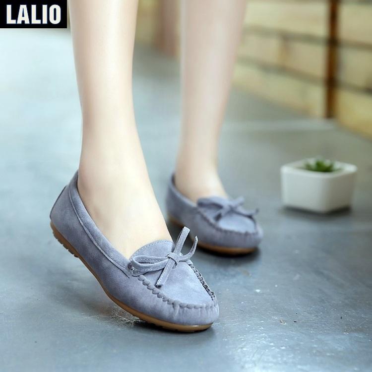 Giày Búp Bê Buộc Dây Lalio LA045 (Xám)