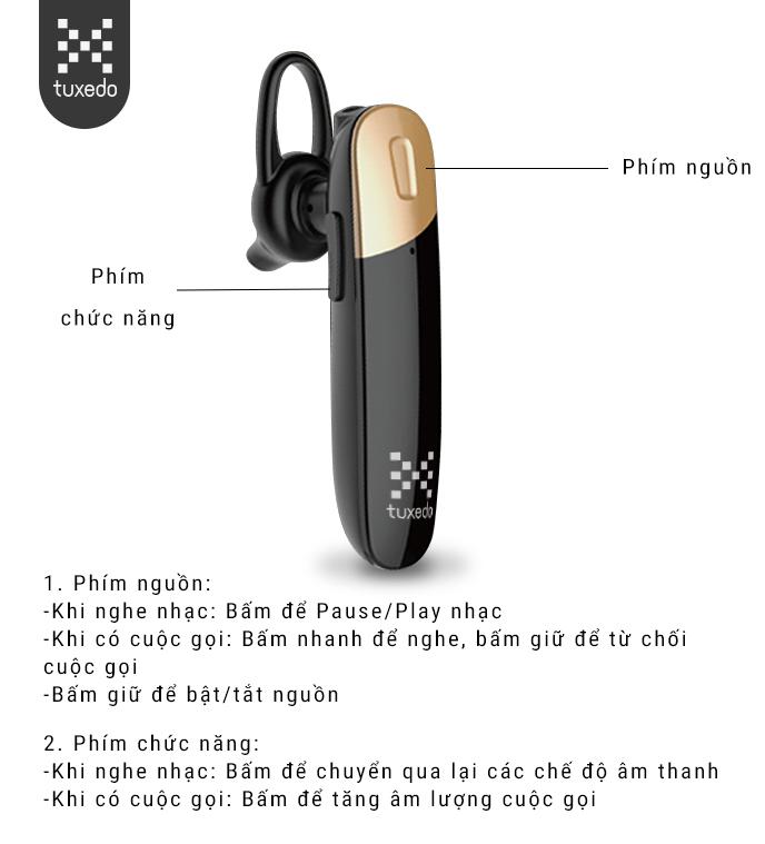 Tai nghe Bluetooth Tuxedo M06 (Bluetooth 4.2, kết nối 2 thiết bị cùng lúc)