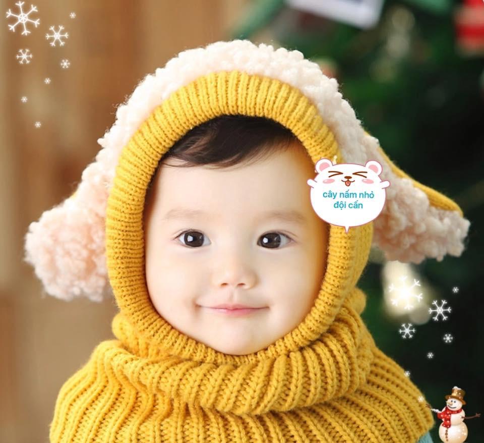 set mũ kèm khăn len tai cừu cho bé-bé 6 tháng-4 tuổi