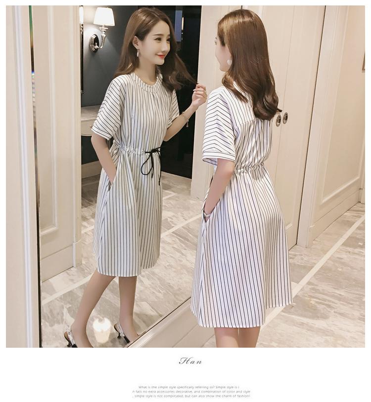 Đầm (Váy) Bầu Thắt Eo Kẻ Sọc