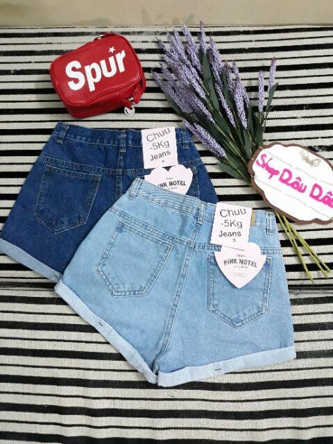 quần short jean nữ săn lai trơn 43f