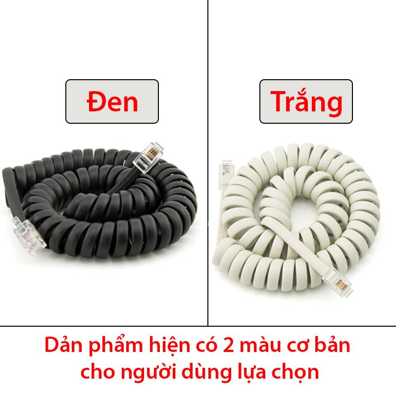 Cáp cho tai nghe điện thoại bàn RJ9 4PIN - Cho ống nghe điện thoại để bàn 2 mét (Xoắn lò xo - Màu đen/trắng)