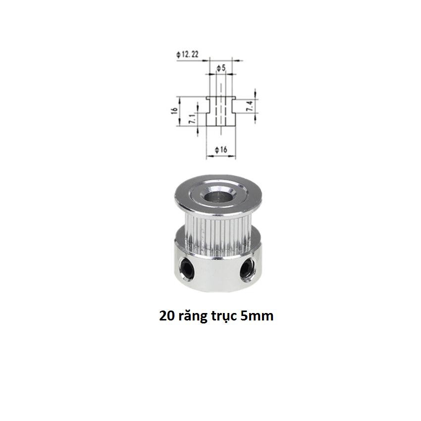 Puli GT2 trục 5mm 20 răng