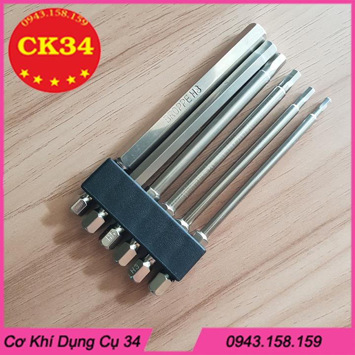Bộ 6 đầu lục giác dài 100mm dành cho khoan, máy bắn vít