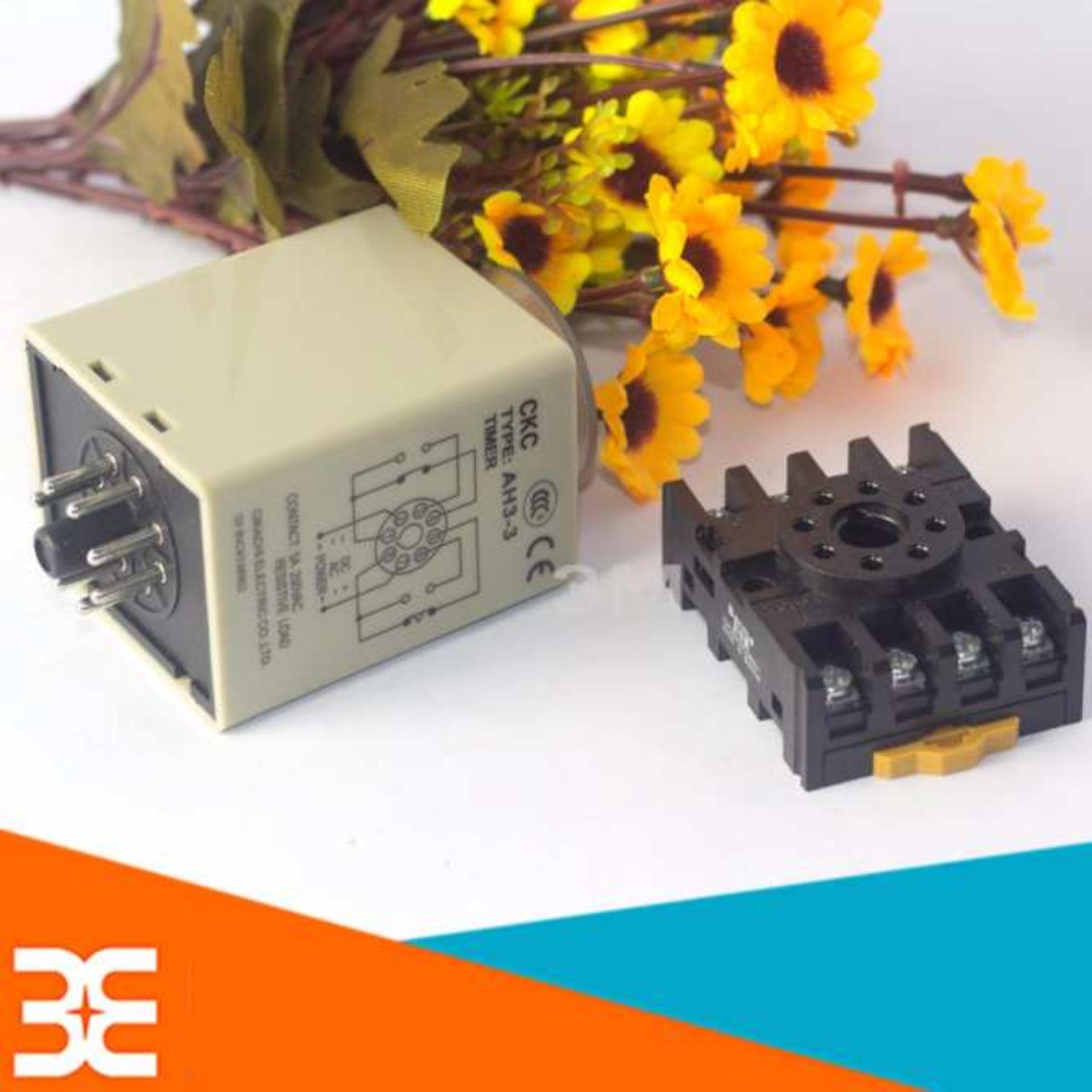 Bộ Relay Thời Gian Timer 220v-5A 50/60Hz - 24h ( Tặng Kèm Đế Timer )