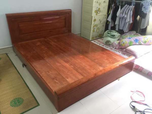 giường sồi màu dạt phản (1m6)